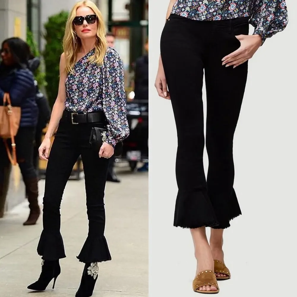 FRAME Denim Le Skinny De Jeanne Flounce Flare Raw Hem Jeans size 25